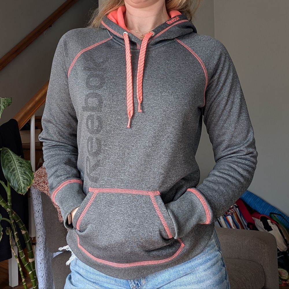 Reebok Women's Gray Hoodie with Pink Accents
